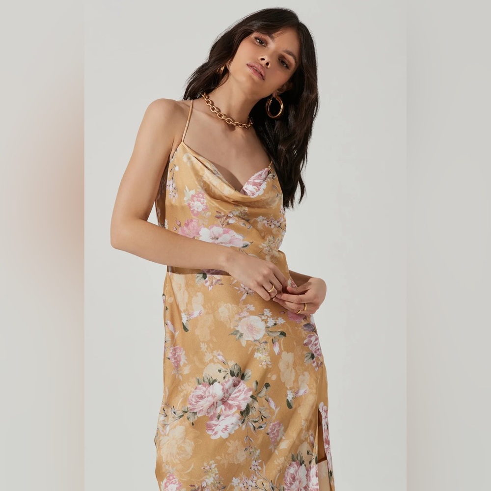 Astr The Label | Gaia Floral Midi Dress Mustard | S
